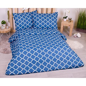 Bavlněné povlečení economy 220x200+70x90 Mříž ozdobná modré