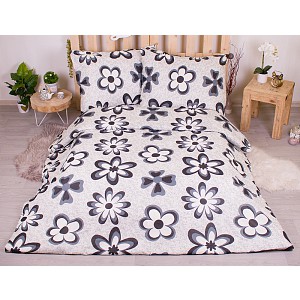 Francouzské bavlněné povlečení economy 220x200+70x90 Flora černé