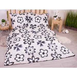 Francouzské bavlněné povlečení economy 220x200+70x90 Flora černé