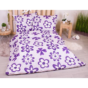 Bavlněné povlečení economy 220x200+70x90 Flora fialové