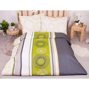 Bavlněné povlečení economy 220x200+70x90 Magic circles zelené