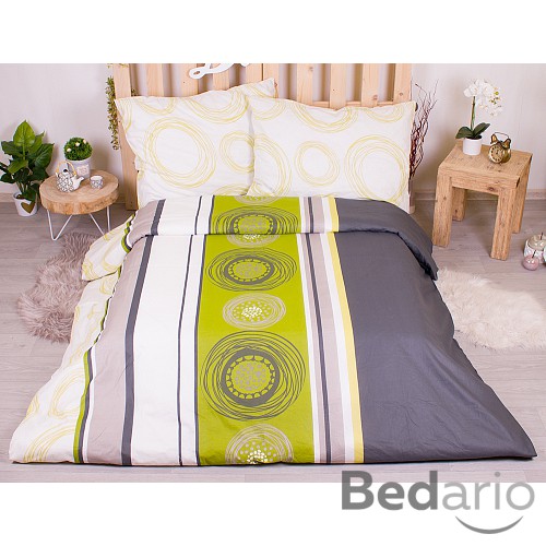 Bavlněné povlečení economy 220x200+70x90 Magic circles zelené