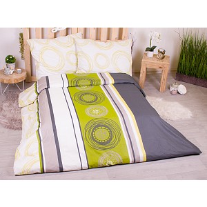 Bavlněné povlečení economy 220x200+70x90 Magic circles zelené