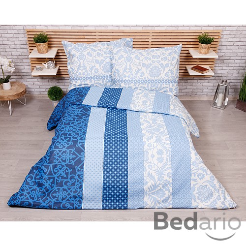 Bavlněné povlečení economy 220x200+70x90 Botanic ornate modré
