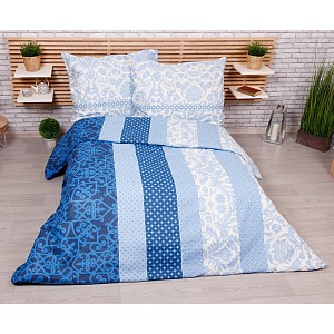 Bavlněné povlečení economy 220x200+70x90 Botanic ornate modré