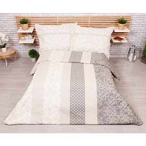 Bavlněné povlečení economy 220x200+70x90 Botanic ornate béžové