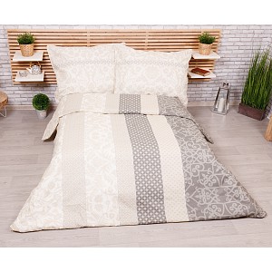 Bavlněné povlečení economy 220x200+70x90 Botanic ornate béžové