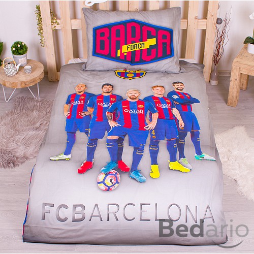 Bavlněné povlečení 140x200+70x90 FC Barcelona šedé