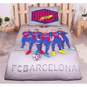 Bavlněné povlečení 140x200+70x90 FC Barcelona šedé