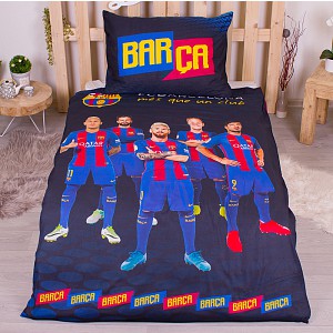Bavlněné povlečení 140x200+70x90 FC Barcelona modré