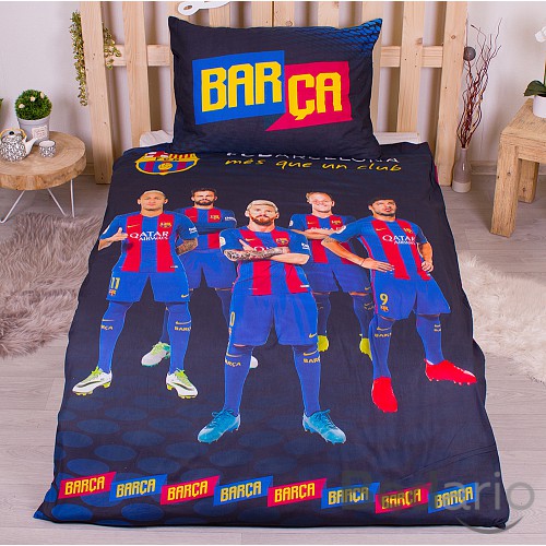 Bavlněné povlečení 140x200+70x90 FC Barcelona modré