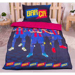 Bavlněné povlečení 140x200+70x90 FC Barcelona modré