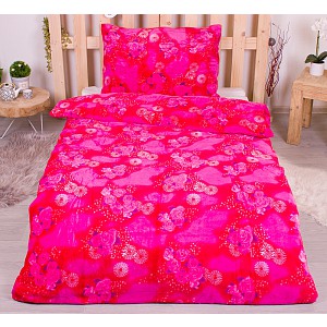 Mikroplyšové povlečení Premium 140x200+70x90 Růžové květy