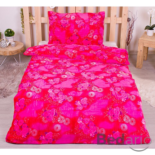 Mikroplyšové povlečení Premium 140x200+70x90 Růžové květy