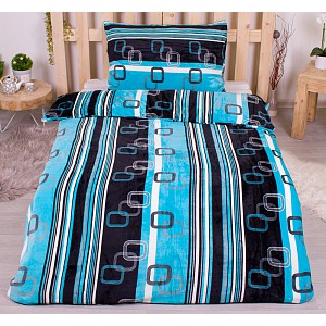 Mikroplyšové povlečení Premium 140x200+70x90 Blue frames