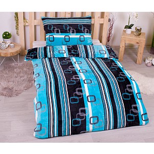 Mikroplyšové povlečení Premium 140x200+70x90 Blue frames