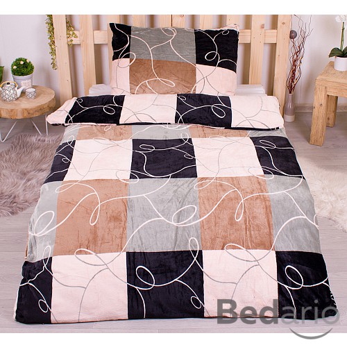 Mikroplyšové povlečení Premium 140x200+70x90 Šachový tah