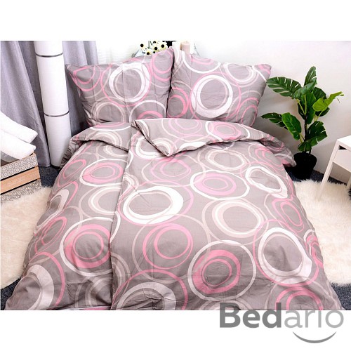 Bavlněné povlečení economy 140x200+70x90 Kruhomalba růžové