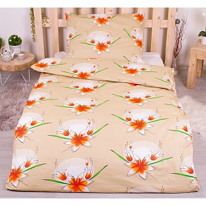 Bavlněné povlečení economy 140x200+70x90 Lilie oranžové