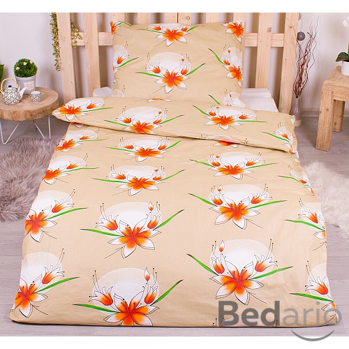 Bavlněné povlečení economy 140x200+70x90 Lilie oranžové