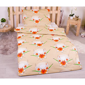 Bavlněné povlečení economy 140x200+70x90 Lilie oranžové