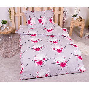 Bavlněné povlečení economy 140x200+70x90 Lilie červené