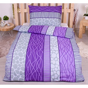 Bavlněné povlečení economy 140x200+70x90 Wild stripes fialové
