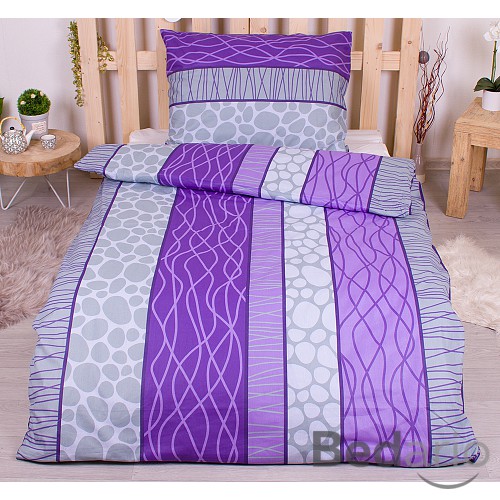 Bavlněné povlečení economy 140x200+70x90 Wild stripes fialové