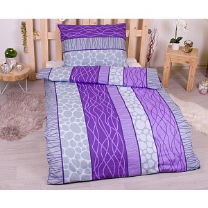 Bavlněné povlečení economy 140x200+70x90 Wild stripes fialové