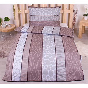 Bavlněné povlečení economy 140x200+70x90 Wild stripes hnědé