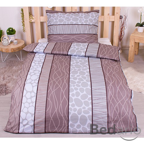 Bavlněné povlečení economy 140x200+70x90 Wild stripes hnědé