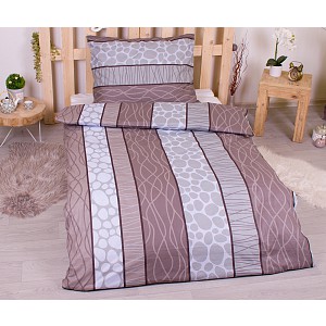 Bavlněné povlečení economy 140x200+70x90 Wild stripes hnědé