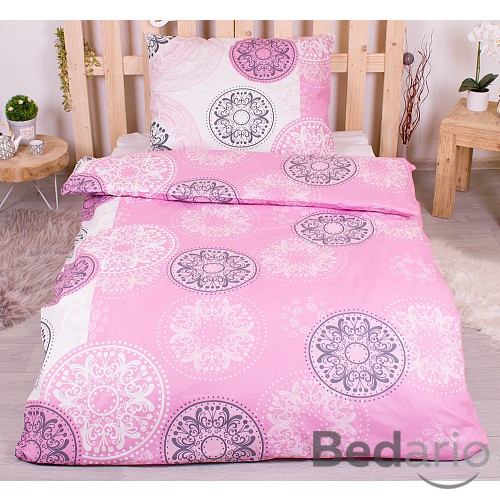 Bavlněné povlečení economy 140x200+70x90 Mandala růžové