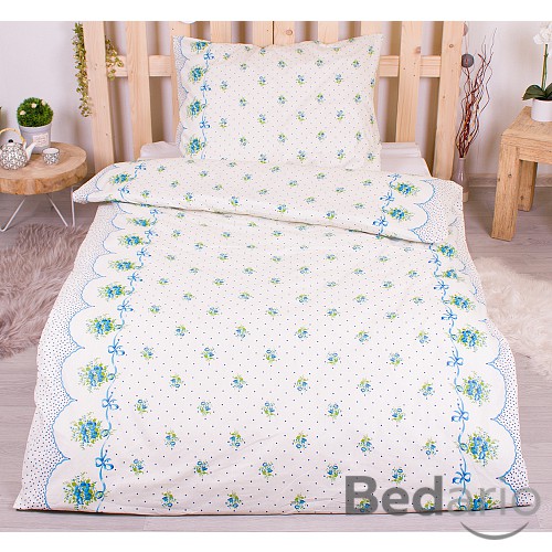 Bavlněné povlečení economy 140x200+70x90 Bouquet blue