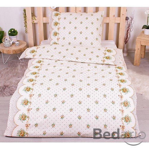 Bavlněné povlečení economy 140x200+70x90 Bouquet orange