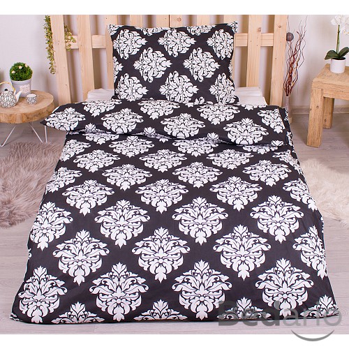 Bavlněné povlečení economy 140x200+70x90 Black ornate