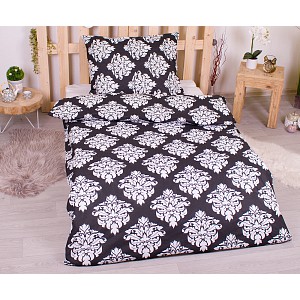 Bavlněné povlečení economy 140x200+70x90 Black ornate
