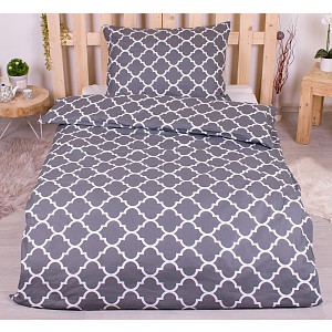 Bavlněné povlečení economy 140x200+70x90 Mříž ozdobná šedé