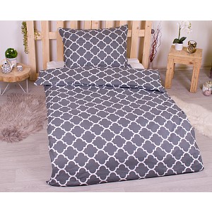 Bavlněné povlečení economy 140x200+70x90 Mříž ozdobná šedé