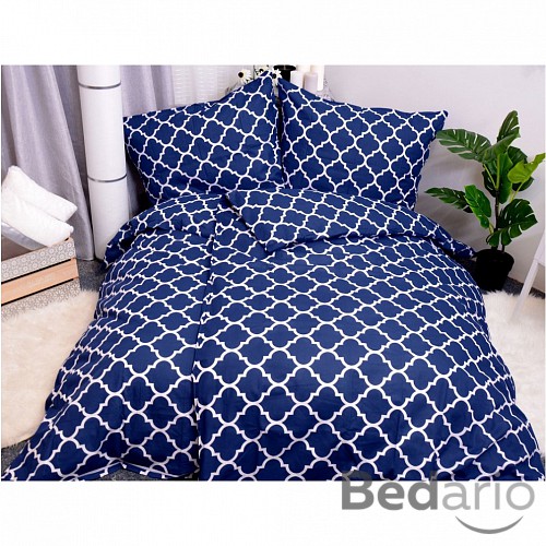 Bavlněné povlečení economy 140x200+70x90 Mříž ozdobná modré