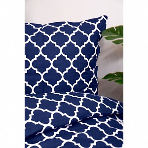 Bavlněné povlečení economy 140x200+70x90 Mříž ozdobná modré