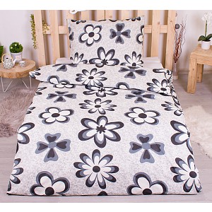 Bavlněné povlečení economy 140x200+70x90 Flora černé