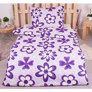 Bavlněné povlečení economy 140x200+70x90 Flora fialové