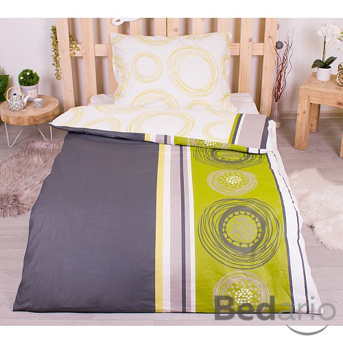 Bavlněné povlečení economy 140x200+70x90 Magic circles zelené