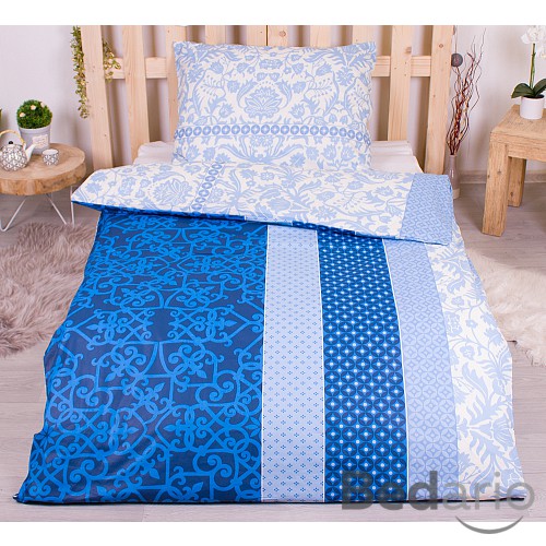 Bavlněné povlečení economy 140x200+70x90 Botanic ornate modré