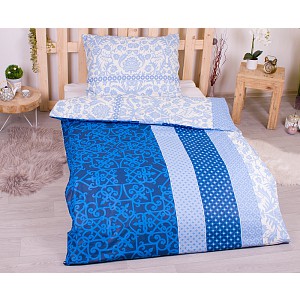 Bavlněné povlečení economy 140x200+70x90 Botanic ornate modré