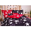Sedmidílná sada hebkého povlečení 140x200+70x90 Black-red & White Stars