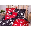 Sedmidílná sada hebkého povlečení 140x200+70x90 Black-red & White Stars