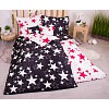 Sedmidílná sada hebkého povlečení 140x200+70x90 Black & White Red Stars
