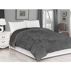 Luxusní deka s dlouhým vlasem 230x200 - Šedá